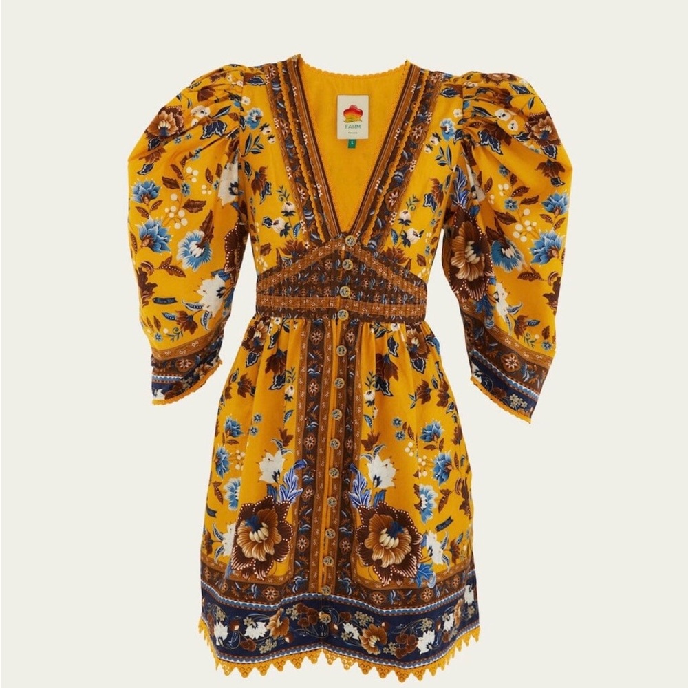 Yellow Flowering Garden Tree Mini Dress